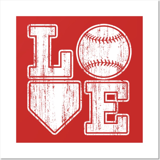 Love Baseball Vintage Distressed White Home Plate Wall Art by TeeCreations
